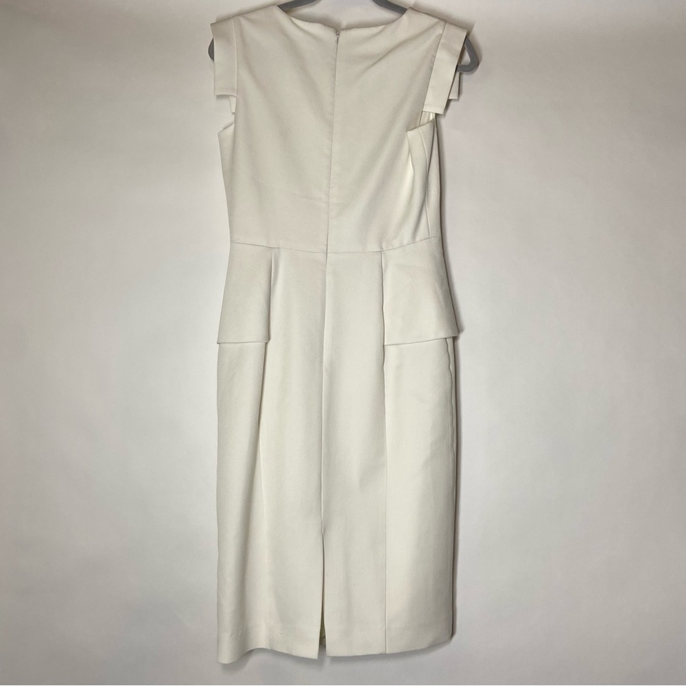 Black Halo Size 6 Keyton White Peplum Sheath Dress Career Office Cocktail Bridal - Picture 5 of 9